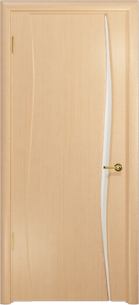 Дверь Арт Деко Вэла-1 беленый дуб, белый триплекс