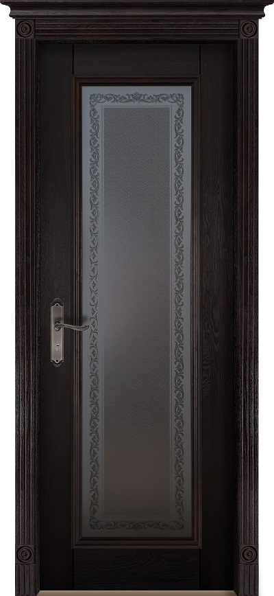Дверь Ока массив дуба цельные ламели Аристократ №5 венге, стекло графит с наплавом