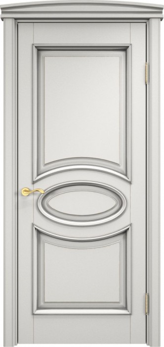 Дверь Итальянская Легенда массив ольхи ОЛ26 белый грунт с патиной серебро, глухая