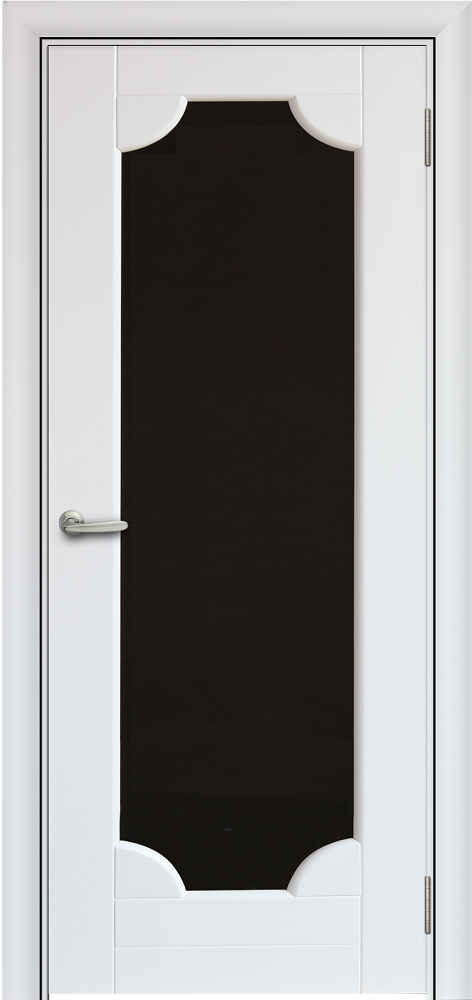 Дверь Берест массив сосны Мотив-1 эмаль белая, триплекс черный 4мм