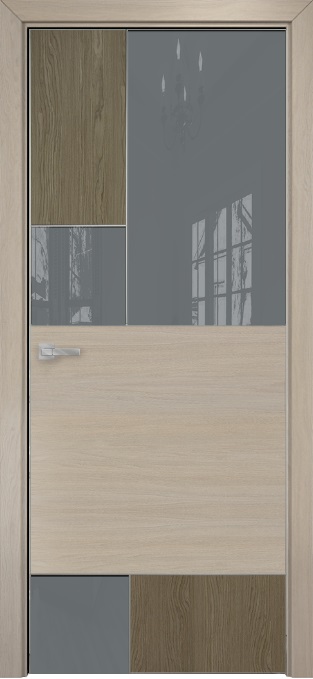 Двери в интерьере - Дверь Оникс New York дуб кофейный/мокко, глухая с вставкой лакобель RAL 7040