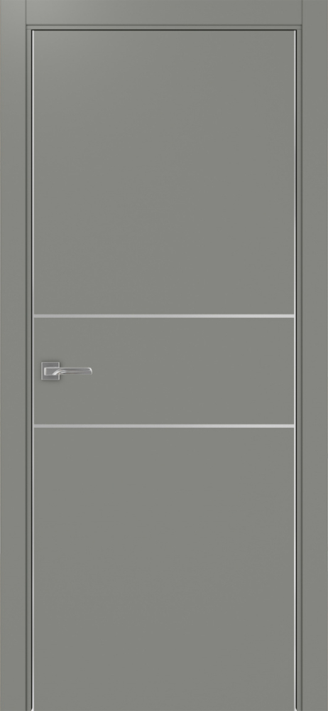 Двери в интерьере - Дверь Эко 203 серый молдинг SC, кромка AL хром SC с 2-х сторон, глухая