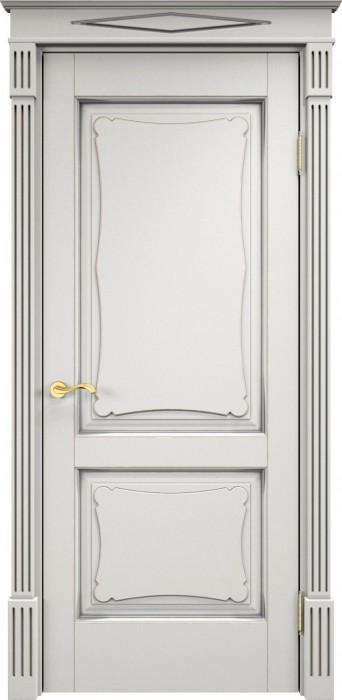 Дверь ПМЦ массив ольхи ОЛ6.2 белый грунт с патиной серебро, глухая. Фото №3