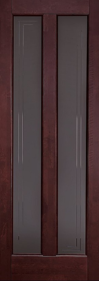 Двери в интерьере - Дверь ОКА массив ольхи Сорренто махагон, стекло графит с фрезеровкой