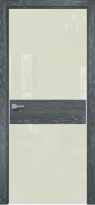 Двери в интерьере - Дверь Оникс Соло 2 дуб седой, глухая, Lacobel RAL 1013