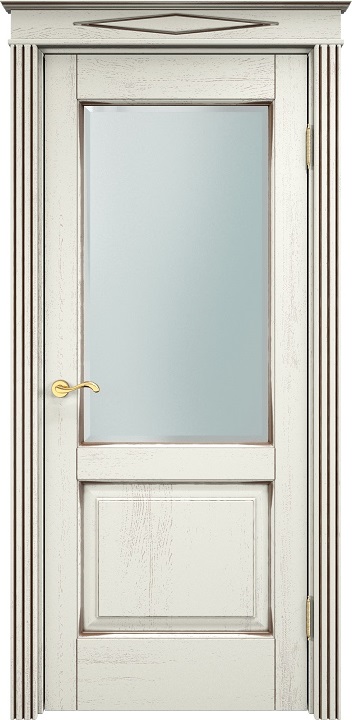 Двери в интерьере - Дверь Итальянская Легенда массив дуба Д13 эмаль F120 с черной патиной, стекло фацет