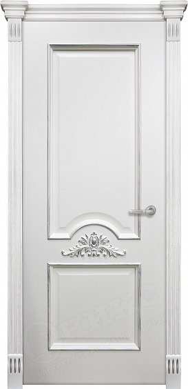 Двери в интерьере - Дверь Оникс Византия эмаль белая с серебряной патиной, глухая