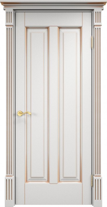Двери в интерьере - Дверь Итальянская Легенда массив ольхи ОЛ102 белый грунт с патиной золото, глухая