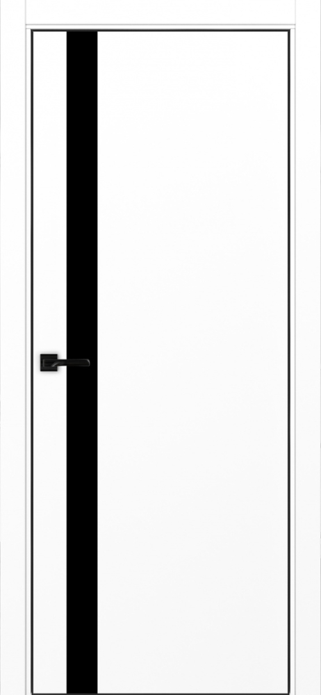 Двери в интерьере - Дверь Эко 211 белый снежный, кромка AL черная SB с 4-х сторон, lacobel черный