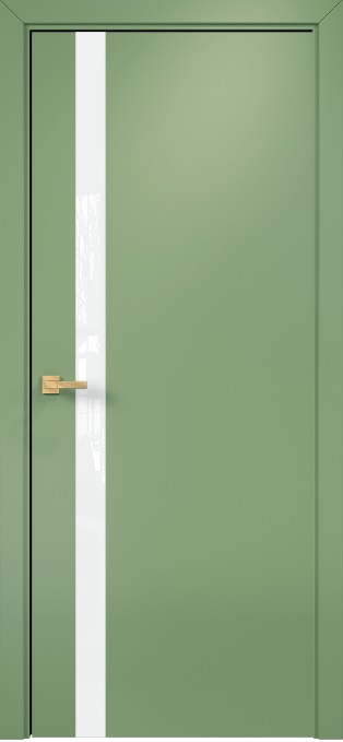 Двери в интерьере - Дверь Оникс Верона 1 эмаль RAL 6021, глухая, триплекс белый