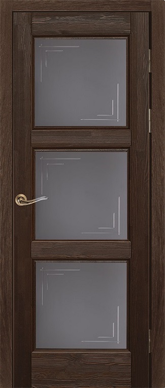 Двери в интерьере - Дверь ОКА браш массив сосны Турин античный орех, стекло графит