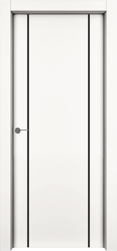 Двери в интерьере - Дверь 1001-М2 эмаль RAL 9010, молдинг черный, глухая