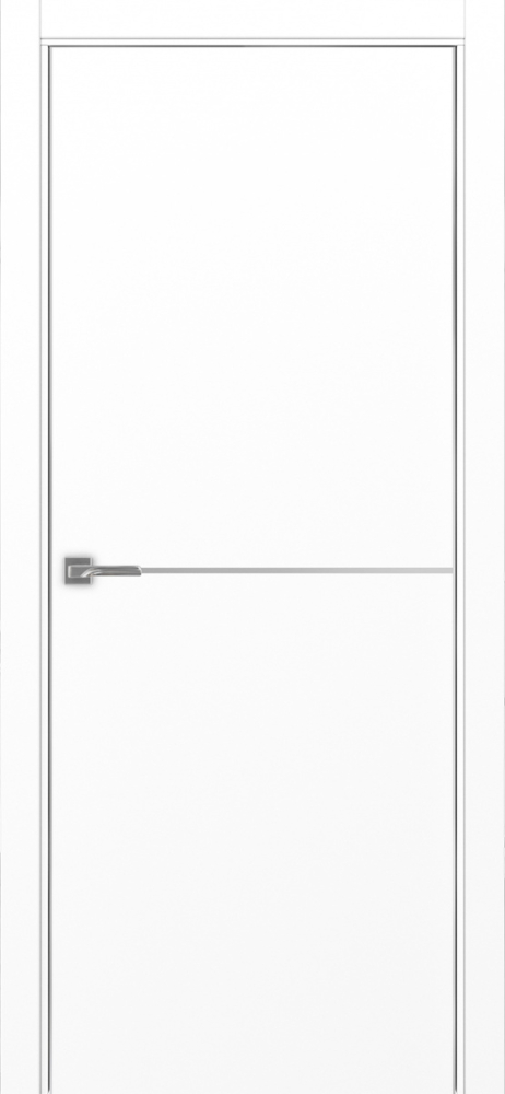 Двери в интерьере - Дверь Эко 202 белый снежный молдинг SC, кромка AL хром SC с 2-х сторон, глухая