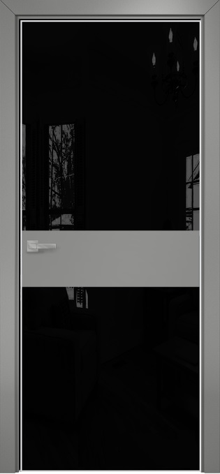 Двери в интерьере - Дверь Оникс Соло 2 эмаль RAL 7036, глухая, Lacobel RAL 9005