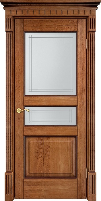 Двери в интерьере - Дверь Итальянская Легенда массив дуба Д5 орех 10% с патиной, стекло 5-3