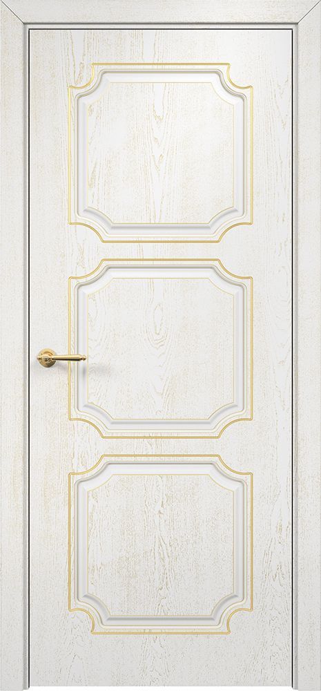 Двери в интерьере - Дверь Оникс Валенсия фрезерованная, эмаль белая патина золото, глухая