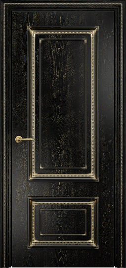 Дверь Оникс Мадрид эмаль черная с золотой патиной, глухая. Фото №5