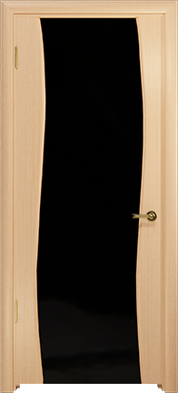 Дверь Арт Деко Вэла беленый дуб, черный триплекс