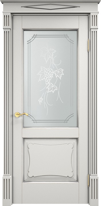 Дверь Итальянская Легенда массив ольхи ОЛ6.2 белый грунт с патиной серебро, стекло 6-2