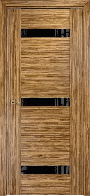 Двери в интерьере - Дверь Оникс Парма 3 зебрано, глухая лакобель RAL 9005