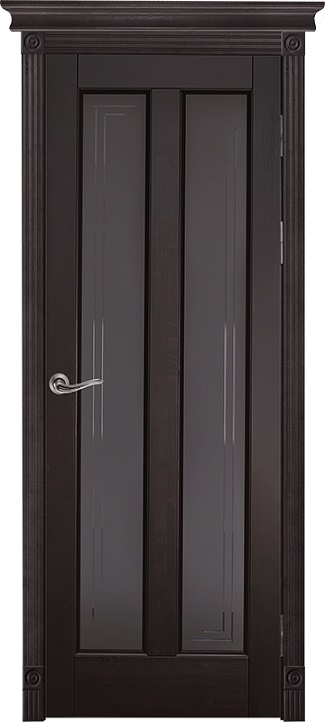 Двери в интерьере - Дверь ОКА массив ольхи Сорренто венге, стекло графит с фрезеровкой
