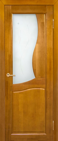 Дверь Вилейка массив ольхи Верона медовый орех, стекло матовое