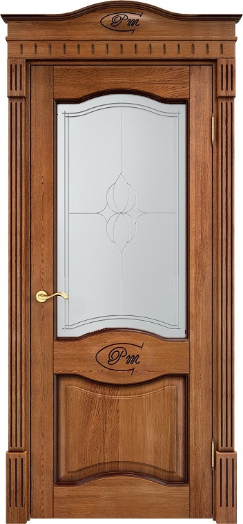 Двери в интерьере - Дверь Итальянская Легенда массив дуба Д3 орех 10% с патиной, стекло 3-3