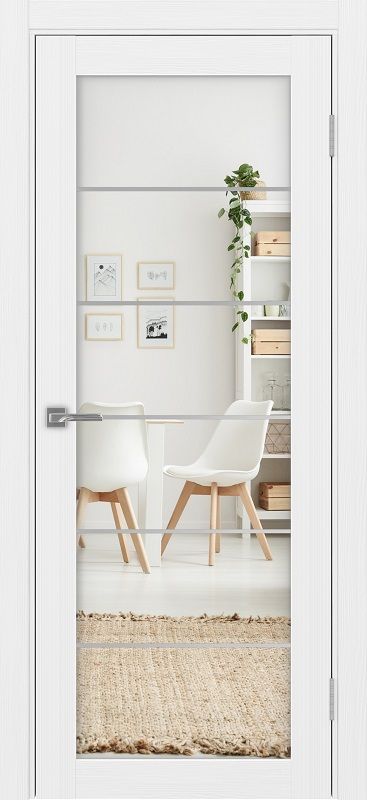 Двери в интерьере - Дверь Эко 501.2 АСС белый лед молдинг SC, зеркало с 2-х сторон