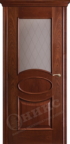 Двери в интерьере - Дверь Оникс Эллипс красное дерево, сатинат гравировка Ромбы