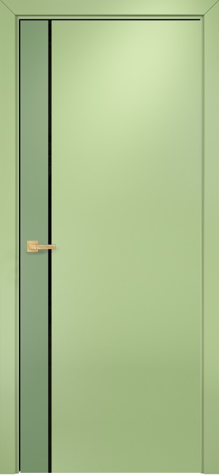 Двери в интерьере - Дверь Оникс Дуо эмаль RAL 6021/эмаль фисташковая, триплекс черный