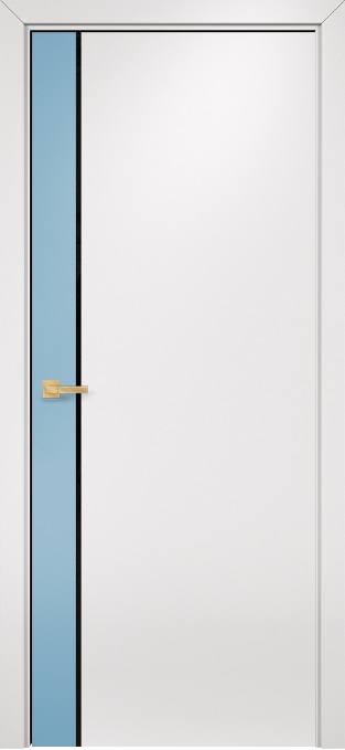Двери в интерьере - Дверь Оникс Дуо эмаль голубая/эмаль белая, триплекс черный