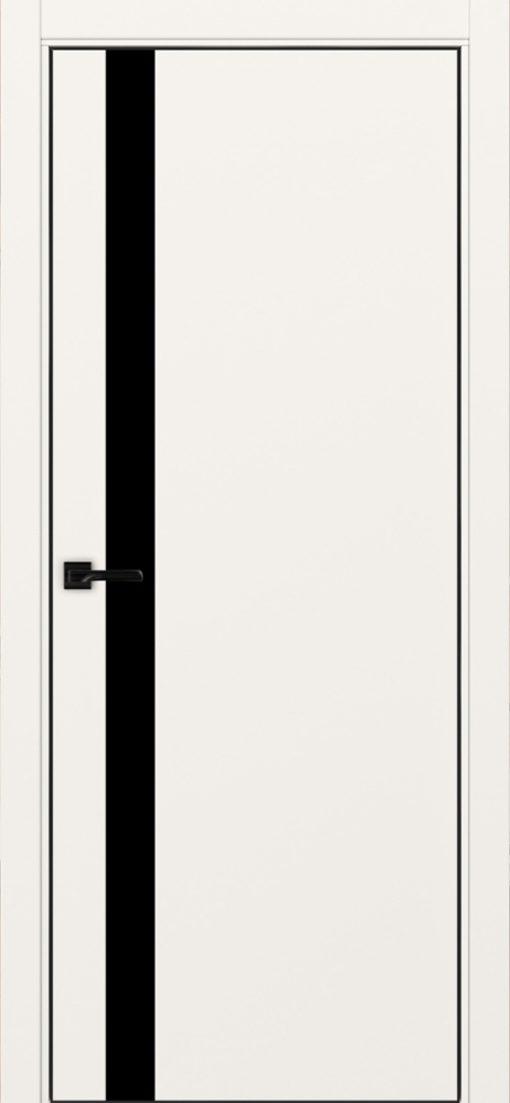Двери в интерьере - Дверь Эко 211 бежевый, кромка AL черная SB с 4-х сторон, lacobel черный