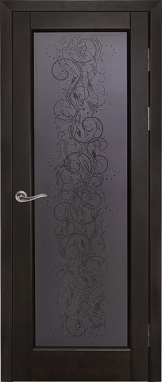 Дверь ОКА массив ольхи Витраж венге, стекло графит закаленное с наплавом