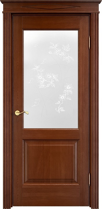 Двери в интерьере - Дверь ПМЦ массив дуба Д13 коньяк, стекло 13-4