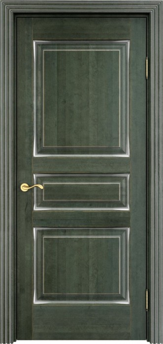 Дверь Итальянская Легенда массив ольхи ОЛ5 зеленый с патиной серебро, глухая. Фото №2