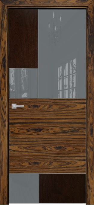 Двери в интерьере - Дверь Оникс New York палисандр/бразильский палисандр, глухая с вставкой лакобель RAL 7040