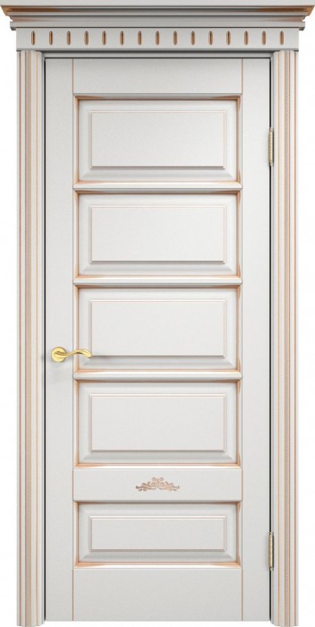Дверь Итальянская Легенда массив ольхи ОЛ44 белый грунт с патиной золото, глухая. Фото №2