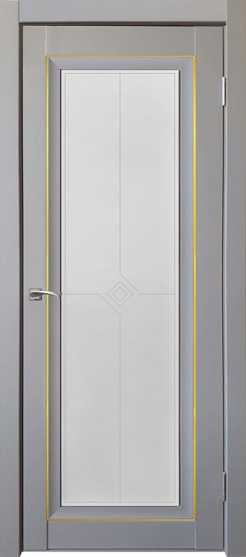 Двери в интерьере - Дверь ДР экошпон Деканто ПДО 2 бархат grey вставка золотистая, сатинато белое