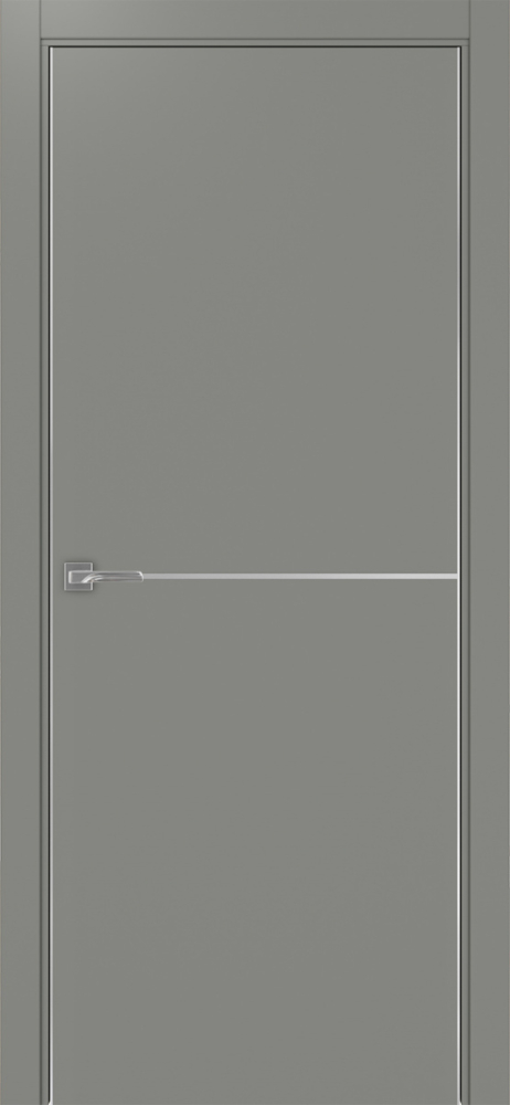 Двери в интерьере - Дверь Эко 202 серый молдинг SC, кромка AL хром SC с 2-х сторон, глухая