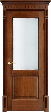 Двери в интерьере - Дверь Итальянская Легенда массив ольхи ОЛ13 коньяк с патиной, стекло мателюкс