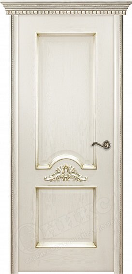 Двери в интерьере - Дверь Оникс Византия эмаль слоновая кость с золотой патиной, глухая