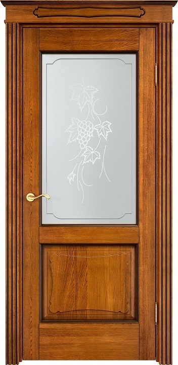 Двери в интерьере - Дверь Итальянская Легенда массив дуба Д6 медовый с патиной орех, стекло 6-3