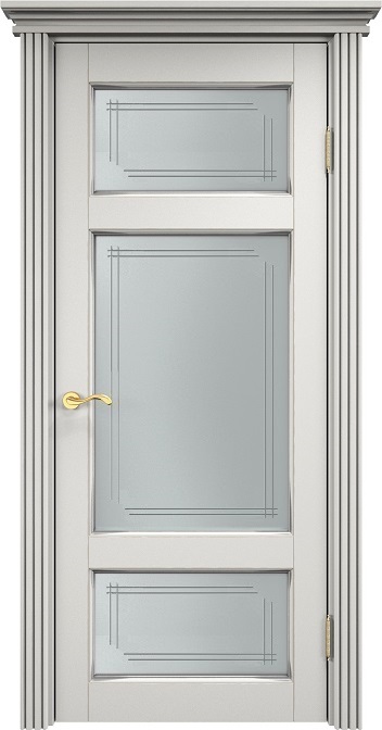 Дверь Итальянская Легенда массив ольхи ОЛ55 белый грунт с патиной серебро, стекло 55-4