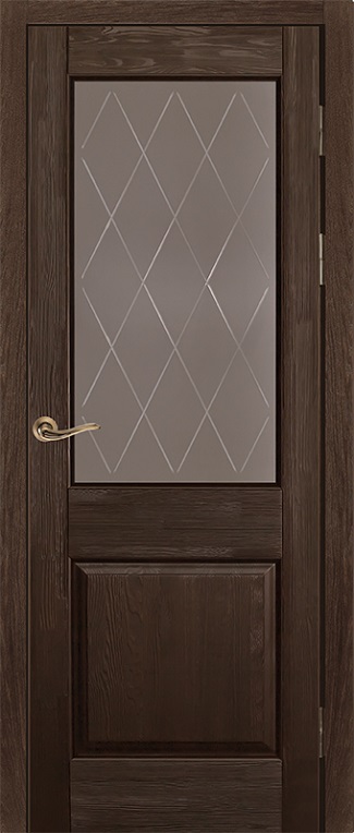 Двери в интерьере - Дверь ОКА браш массив сосны Элегия античный орех, стекло графит