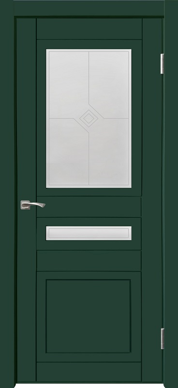 Двери в интерьере - Дверь ДР экошпон Деканто ПДО 4 бархат зеленый вставка черная, сатинато белое