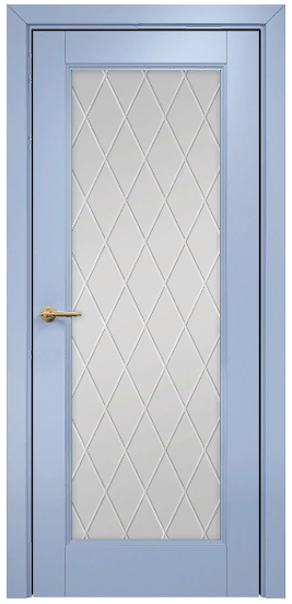 Двери в интерьере - Дверь Оникс Италия 1 эмаль голубая, сатинат белый гравировка Ромбы