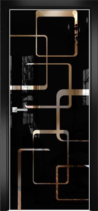 Двери в интерьере - Дверь Оникс Арт, лакобель черный RAL 9005, зеркало №8