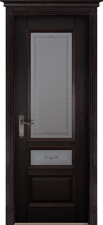 Двери в интерьере - Дверь Ока массив дуба цельные ламели Аристократ №3 венге, стекло графит с наплавом