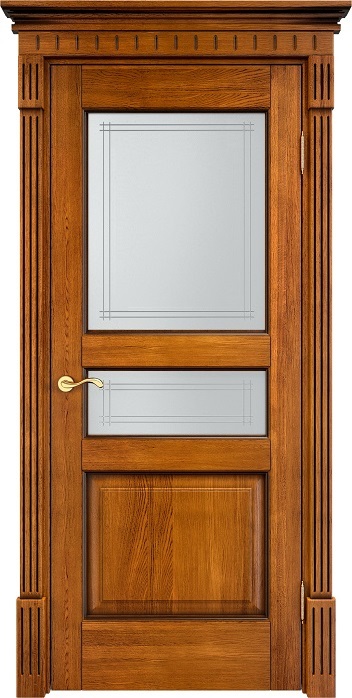 Дверь Итальянская Легенда массив дуба Д5 медовый с патиной орех, стекло 5-3