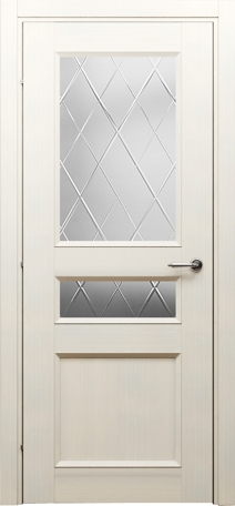 Двери в интерьере - Дверь Краснодеревщик 3344 выбеленный дуб, стекло матовое гравировка Кристалл